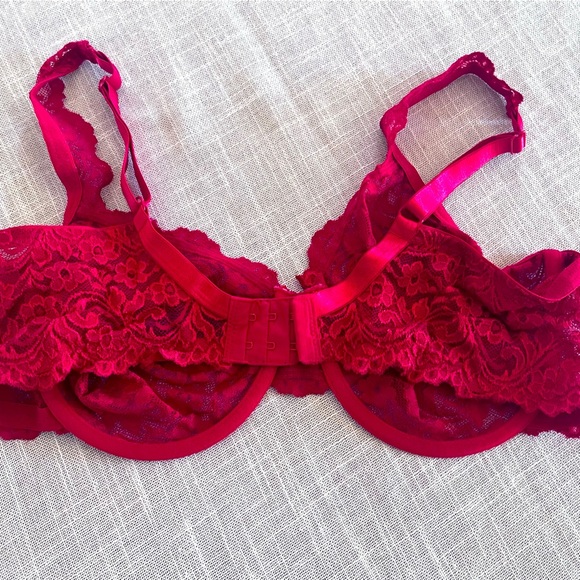 Smart & Sexy Red Lace Bra​‎ 42C Jewel Accent Romantic Pretty *NWOT​ - Picture 6 of 8